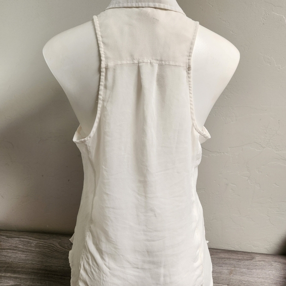 We the Free Cream Top M Button Down Sleeveless Sheer Lagenlook Lightweight Flowy - Picture 3 of 15